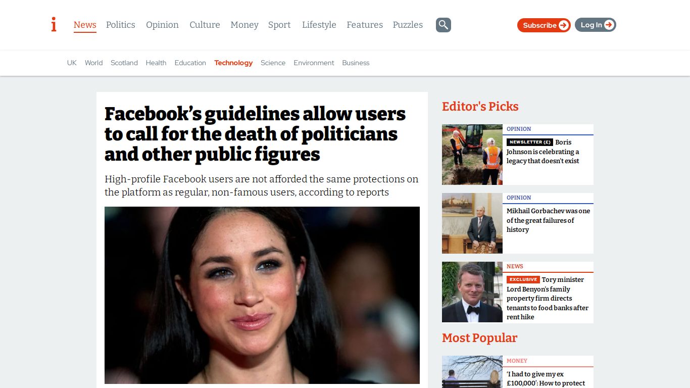 Facebook's guidelines allow users to call for the death of politicians ...