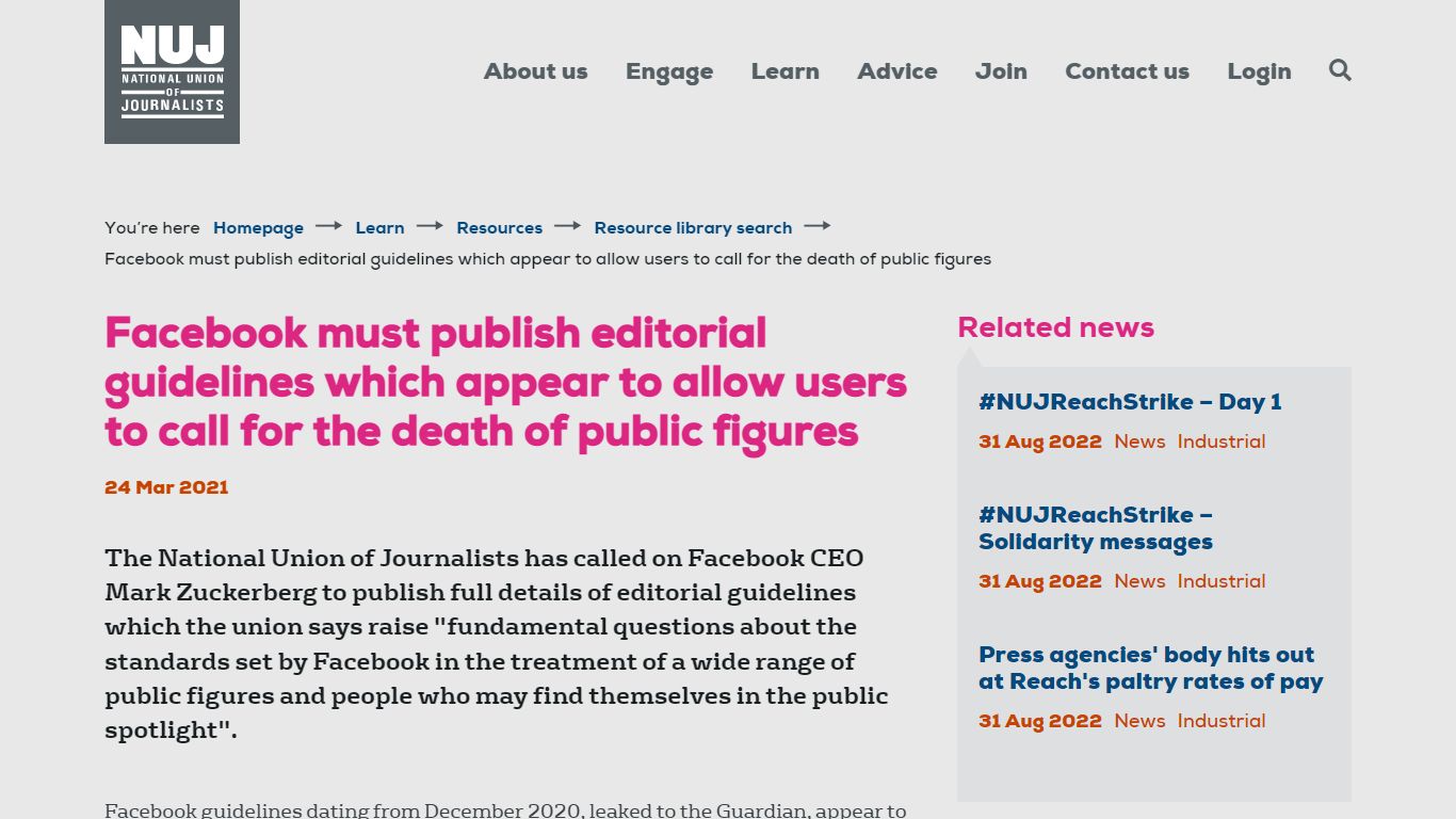 Facebook must publish editorial guidelines which appear to allow users ...